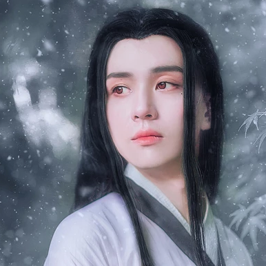 雪景翩翩公子帶折扇頭像，唯美古風(fēng)真人頭像