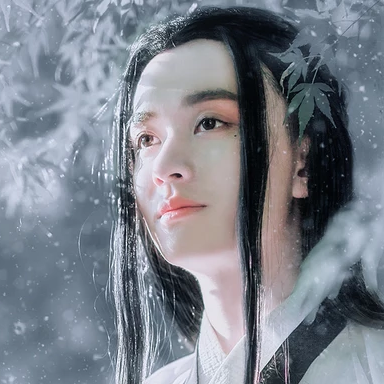 雪景翩翩公子帶折扇頭像，唯美古風(fēng)真人頭像