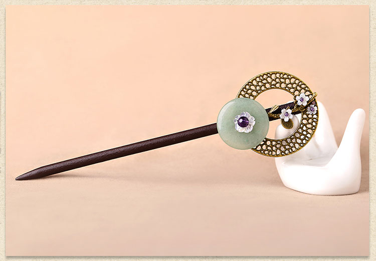 古風發(fā)簪木簪子，福連文苑復古盤發(fā)頭飾