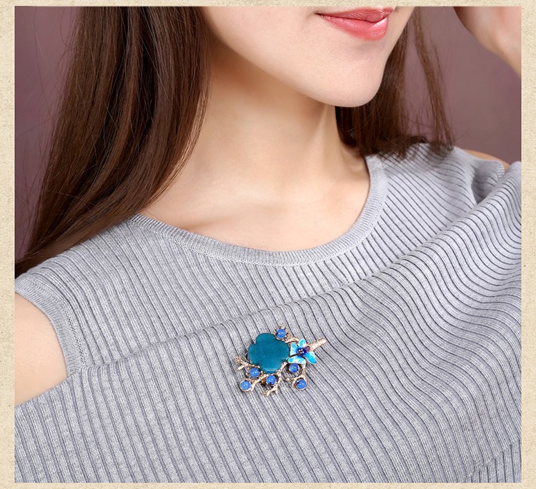 藍(lán)色復(fù)古別致樹杈胸針飾品