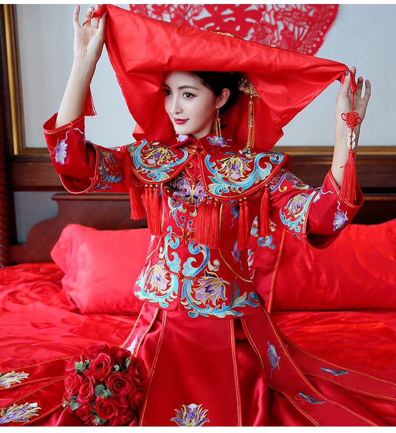 古典秀禾中式禮服，流蘇新娘結(jié)婚禮服