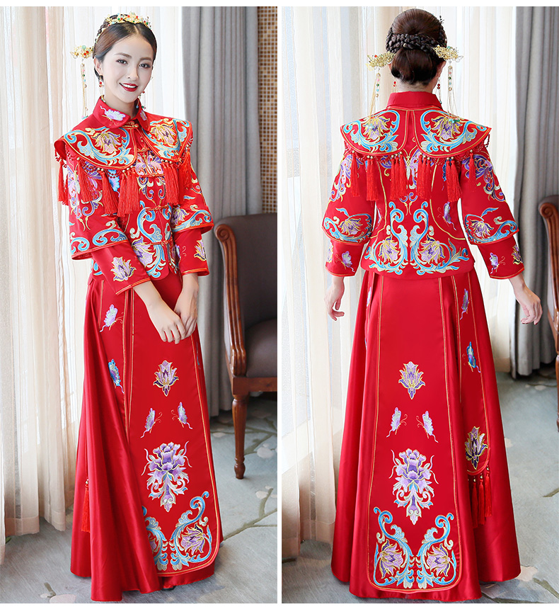 古典秀禾中式禮服，流蘇新娘結(jié)婚禮服