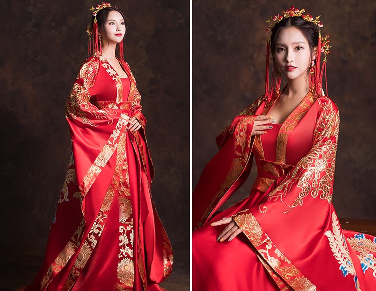 漢服新娘結(jié)婚禮服，奢華大氣中式禮服