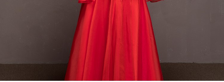 荷葉邊袖新娘結(jié)婚禮服，優(yōu)雅網(wǎng)紗蓬松中式禮服