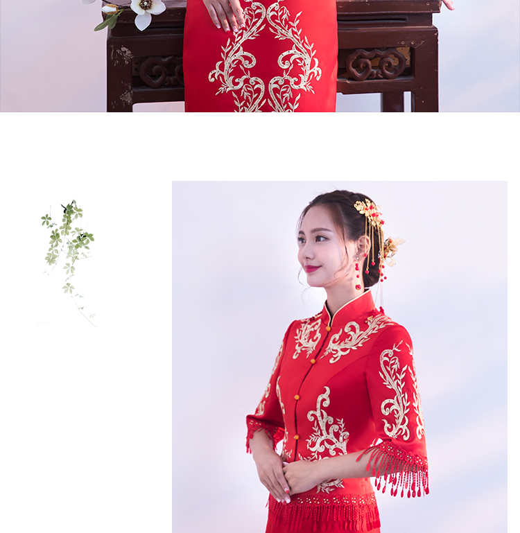 時尚修身新娘結(jié)婚禮服，龍鳳褂中式禮服