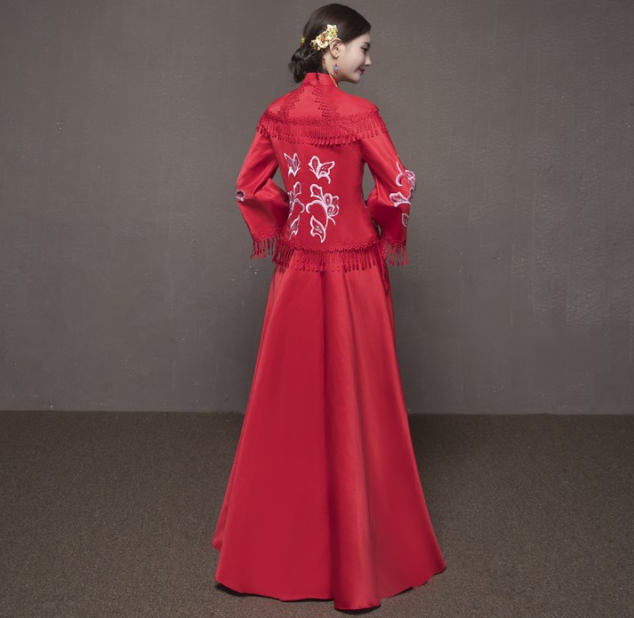蝶戀花蘇繡新娘結(jié)婚禮服，唯美大氣中式禮服
