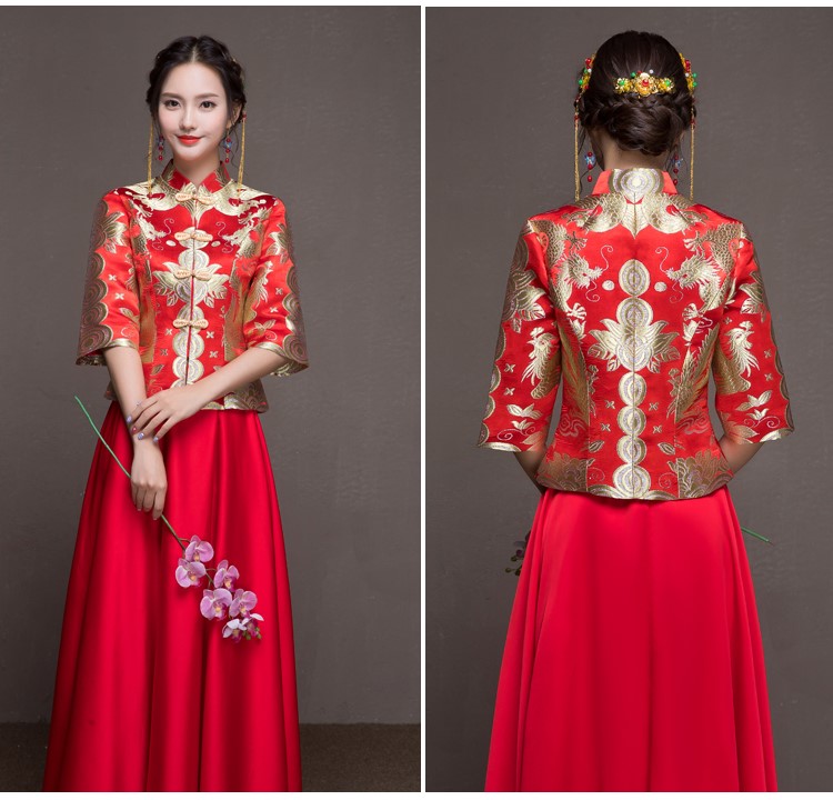 花朵繁枝中式禮服，唯美新娘禮服