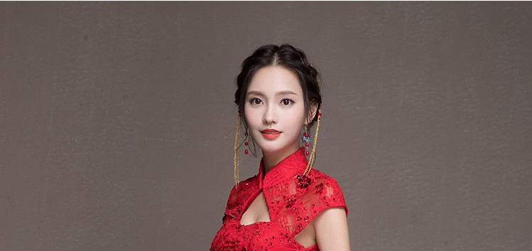 喜結(jié)良緣中式禮服，唯美性感珠花晚禮服