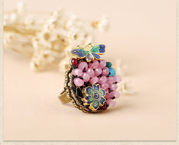 時尚個性彩玉景泰藍(lán)開口戒指飾品