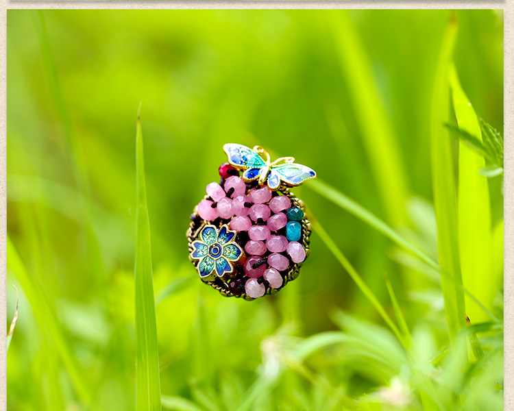 時尚個性彩玉景泰藍(lán)開口戒指飾品