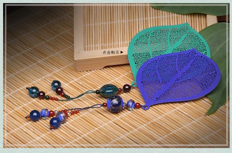 福連文苑金屬葉脈個(gè)性創(chuàng)意流蘇一葉知秋書(shū)簽