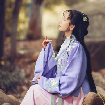 高貴優(yōu)雅紫衣帶團扇女生頭像，唯美古風(fēng)真人頭