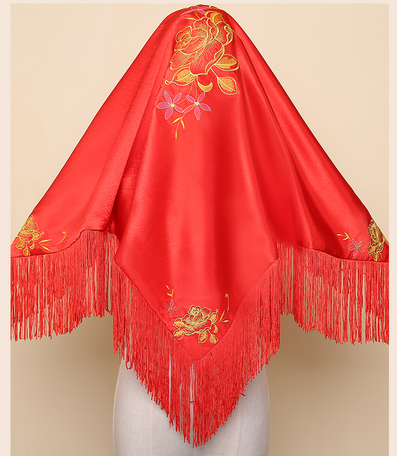 繁縷中式頭飾紅蓋頭，唯美流蘇刺繡新娘蓋頭