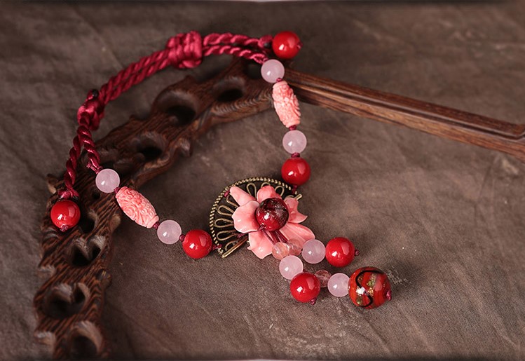 福連文苑紅色腳鏈花重錦冠飾品