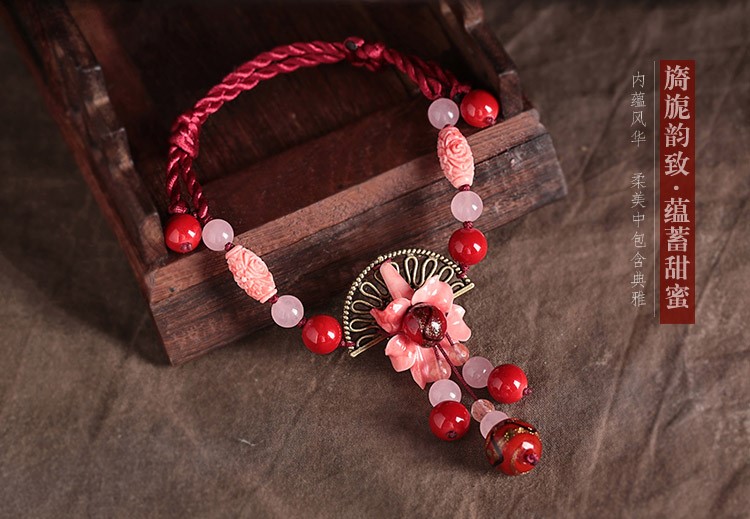 福連文苑紅色腳鏈花重錦冠飾品