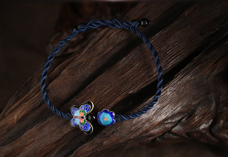 簡約蝴蝶腳鏈時尚景泰藍(lán)飾品