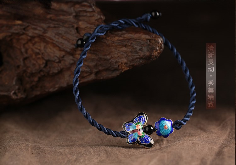 簡約蝴蝶腳鏈時尚景泰藍(lán)飾品