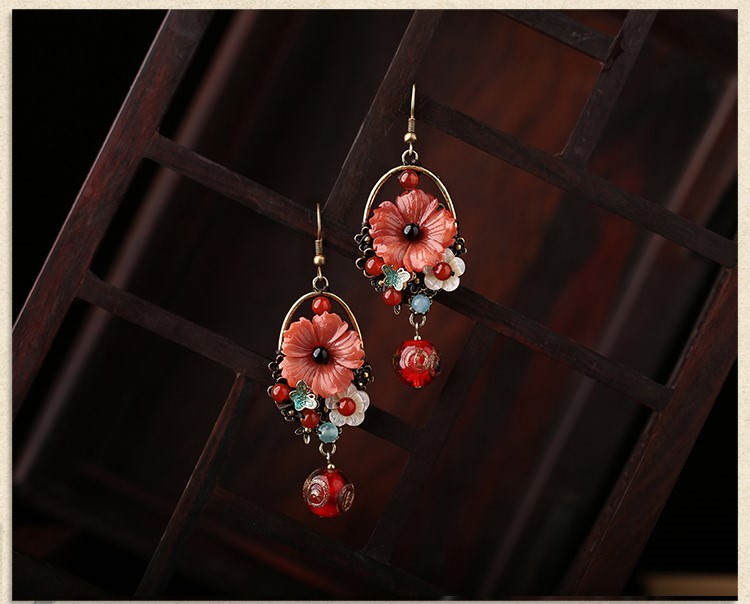 氣質(zhì)福連文苑耳環(huán)：唯美瑪瑙花朵耳墜耳環(huán)