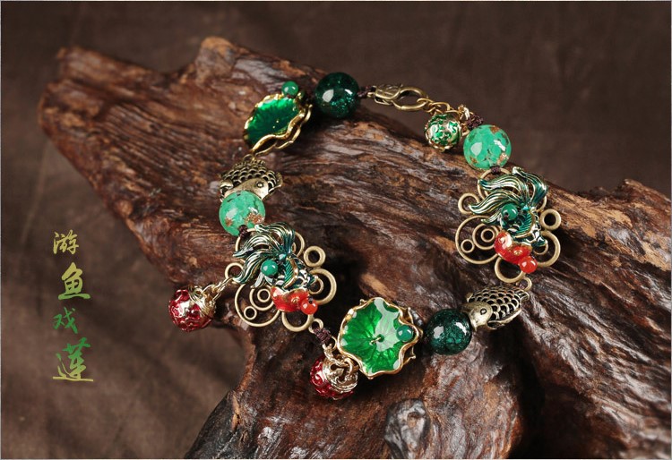 游魚戲蓮腳鏈:唯美古風(fēng)鈴鐺個(gè)性腳鏈