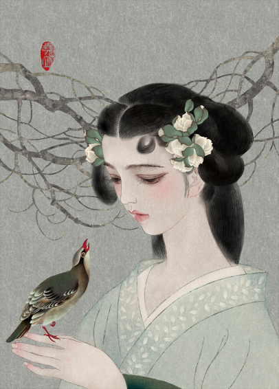 唯美福連文苑女子手繪插畫二