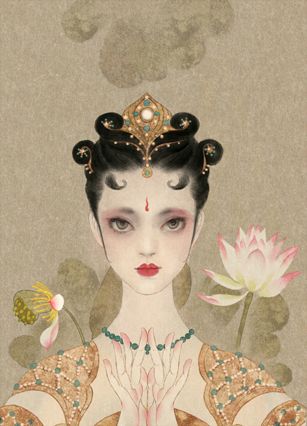 唯美福連文苑女子手繪插畫二