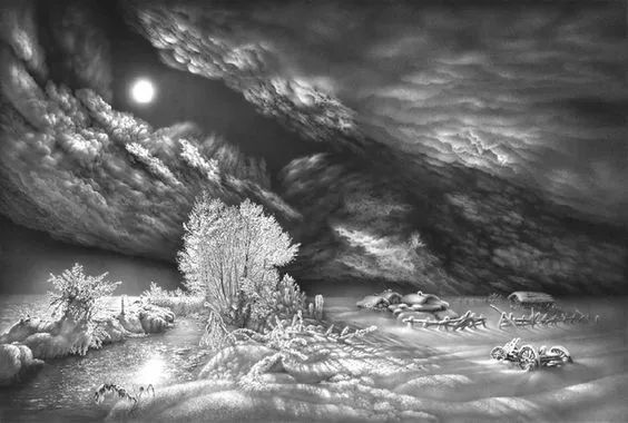 畫雪成魔黑白插畫：純粹用心把一件事反復做