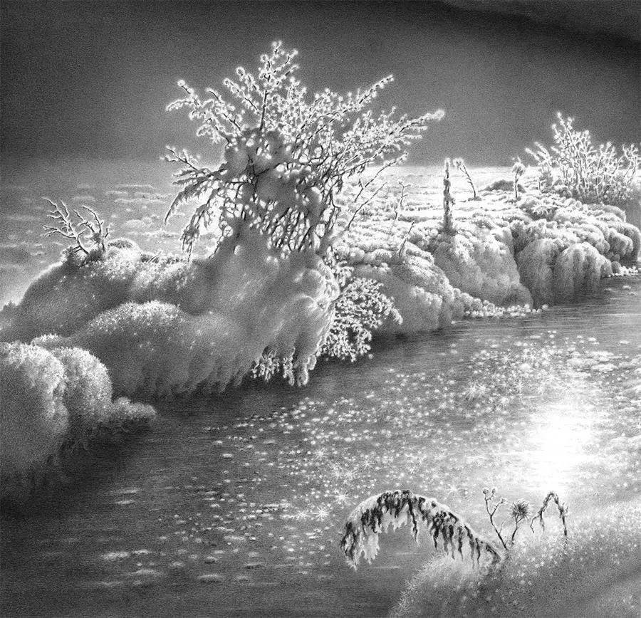 畫雪成魔黑白插畫：純粹用心把一件事反復做