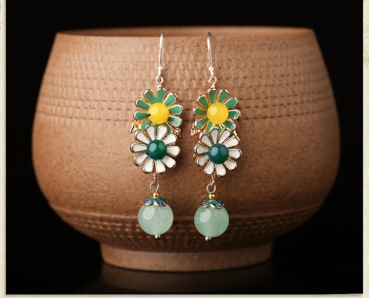 恰逢花開古風花朵耳墜復古氣質(zhì)耳環(huán)首飾