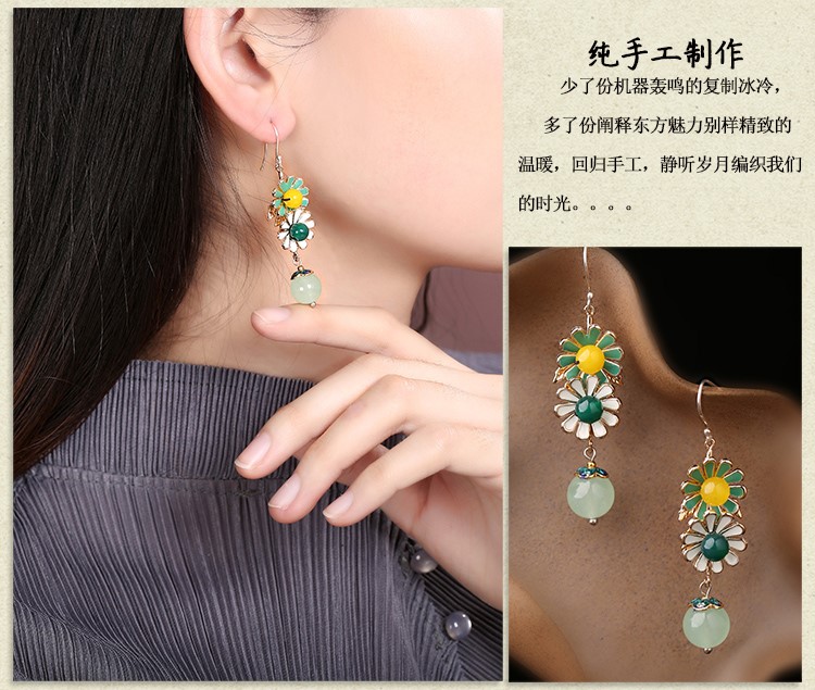 恰逢花開古風花朵耳墜復古氣質(zhì)耳環(huán)首飾