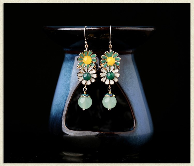 恰逢花開古風花朵耳墜復古氣質(zhì)耳環(huán)首飾