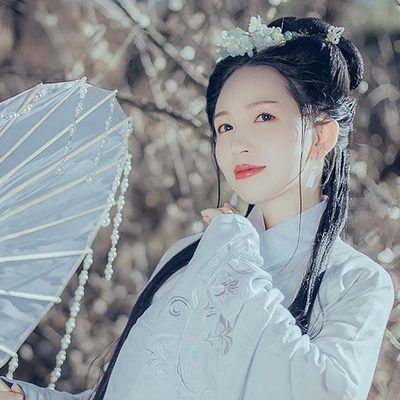 珠簾傘文藝女生頭像，唯美古風真人頭像