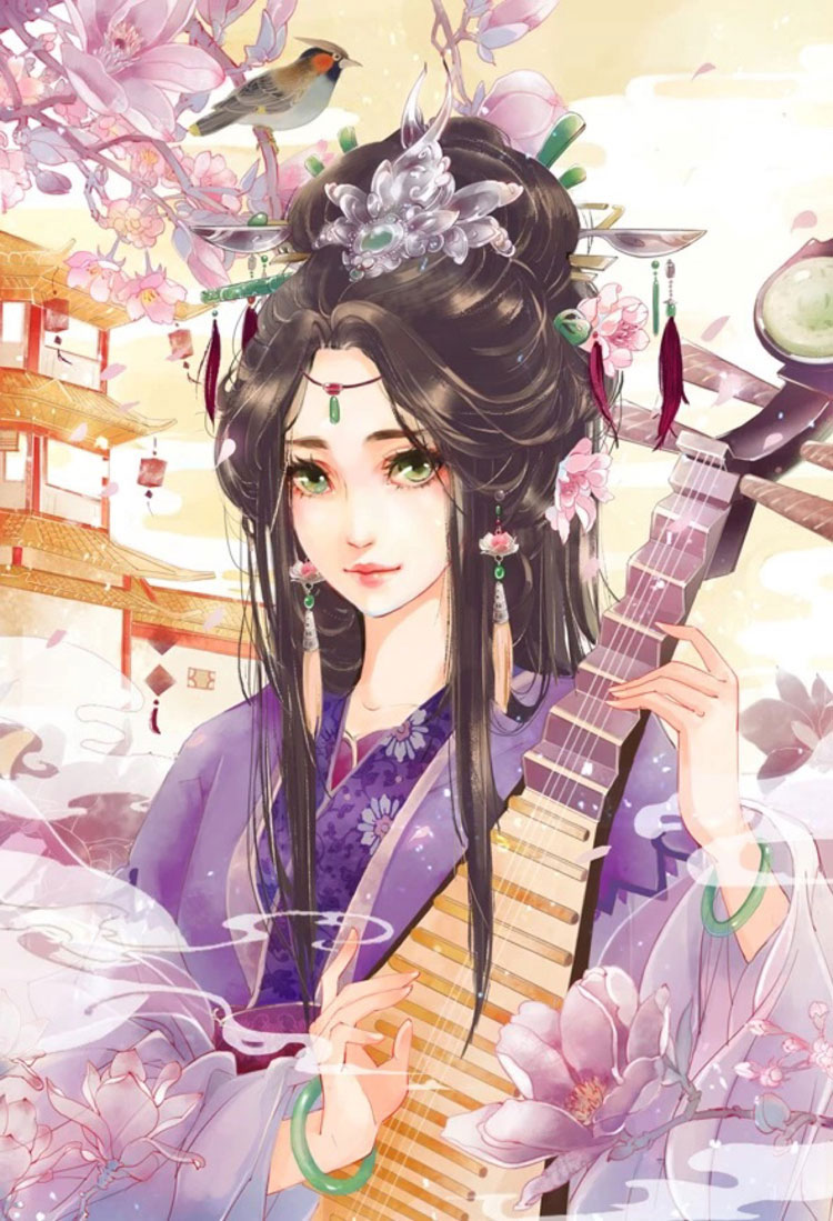 福連文苑美女手繪插畫(huà)圖片，五款唯美古風(fēng)人物