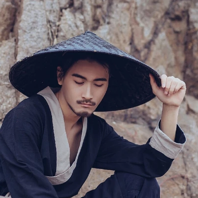 霸氣帶斗笠男生頭像，唯美古風真人頭像