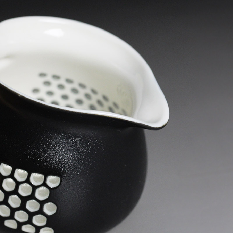 黑白蜂巢茶海，簡約粗陶功夫茶具