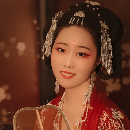 親密帶團扇閨蜜頭像，唯美古風真人頭像