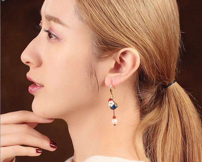 古典古風(fēng)葫蘆耳環(huán)，復(fù)古貝殼花朵耳飾耳環(huán)