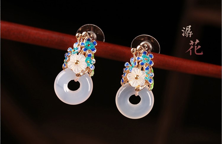 福連文苑耳釘瑪瑙平安扣耳墜耳環(huán)