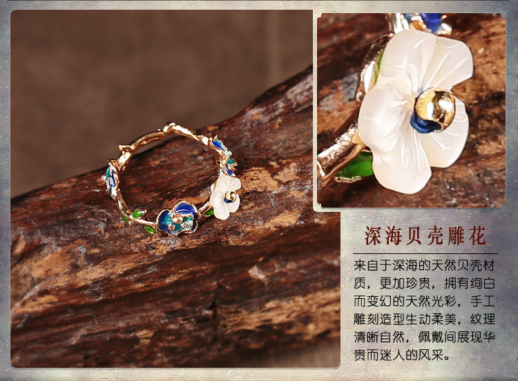 花清典雅指環(huán)，福連文苑簡約戒指首飾