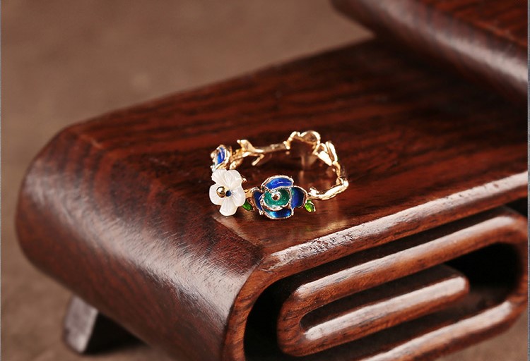 花清典雅指環(huán)，福連文苑簡約戒指首飾