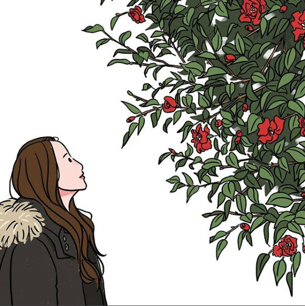 姑娘精致生活手繪插畫，唯美小清新插畫圖片