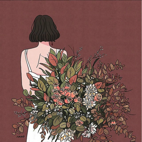 姑娘精致生活手繪插畫，唯美小清新插畫圖片