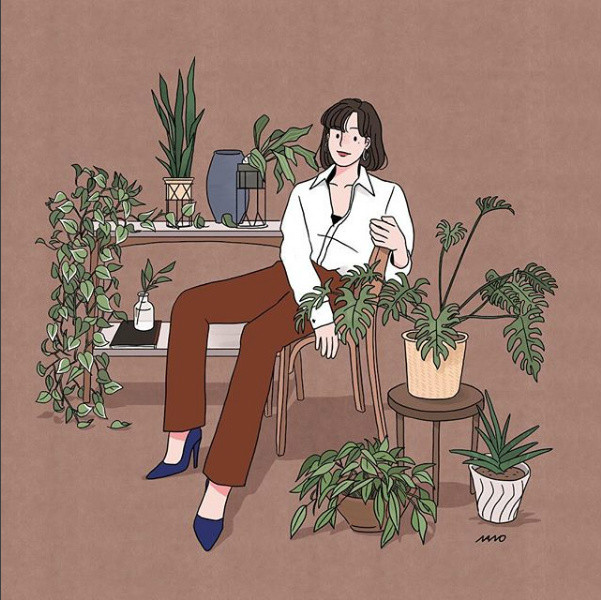 姑娘精致生活手繪插畫，唯美小清新插畫圖片