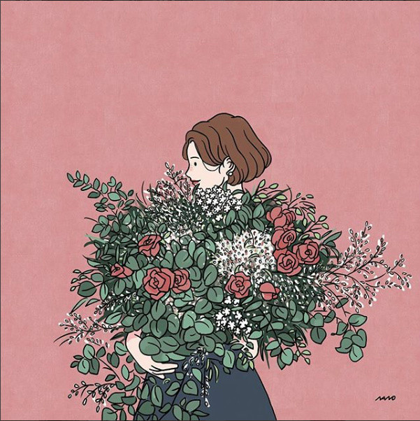 姑娘精致生活手繪插畫，唯美小清新插畫圖片