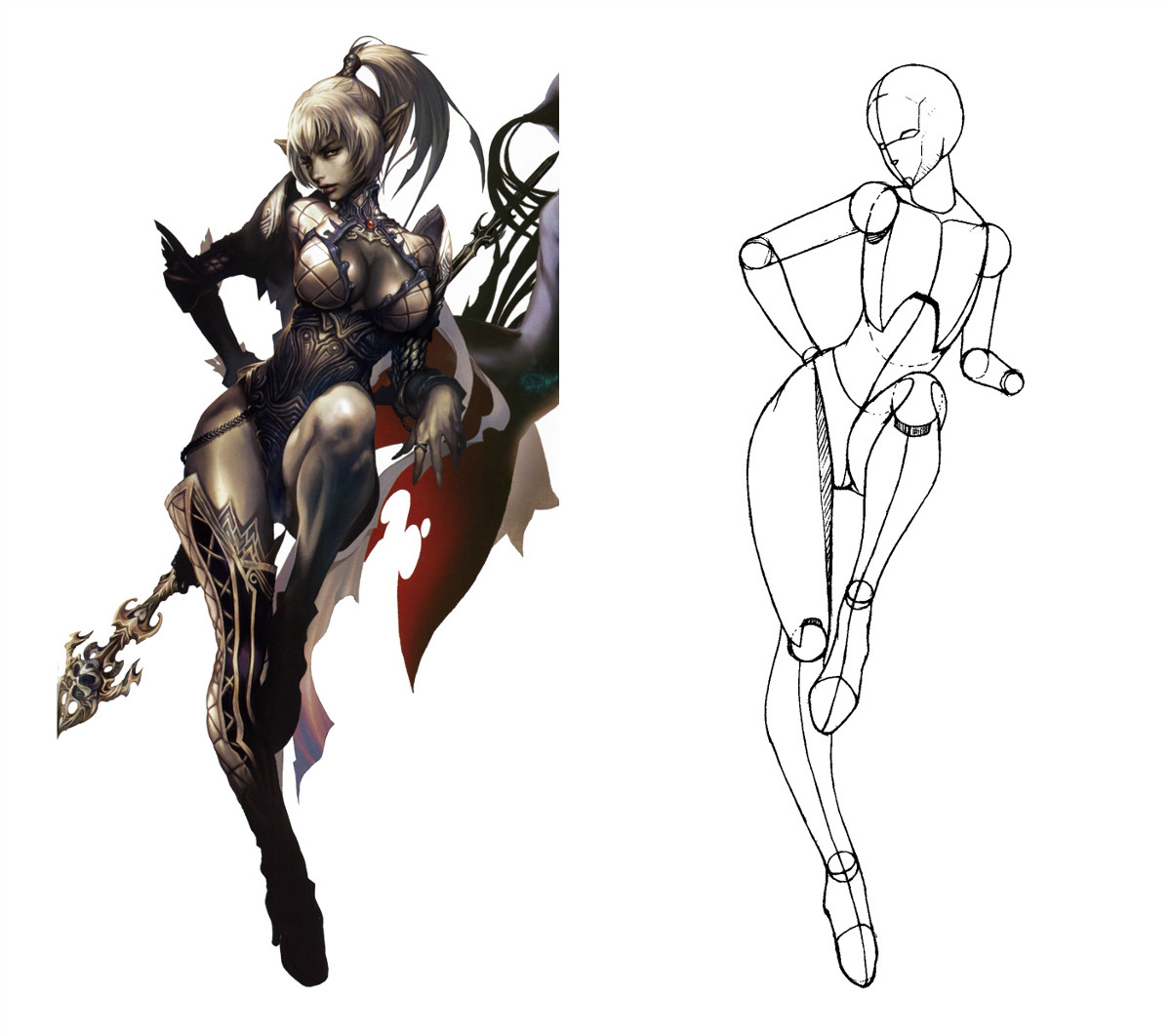 動(dòng)漫人物圖片，動(dòng)漫人體結(jié)構(gòu)骨骼提煉線稿