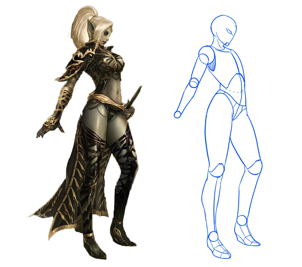 動(dòng)漫人物圖片，動(dòng)漫人體結(jié)構(gòu)骨骼提煉線稿