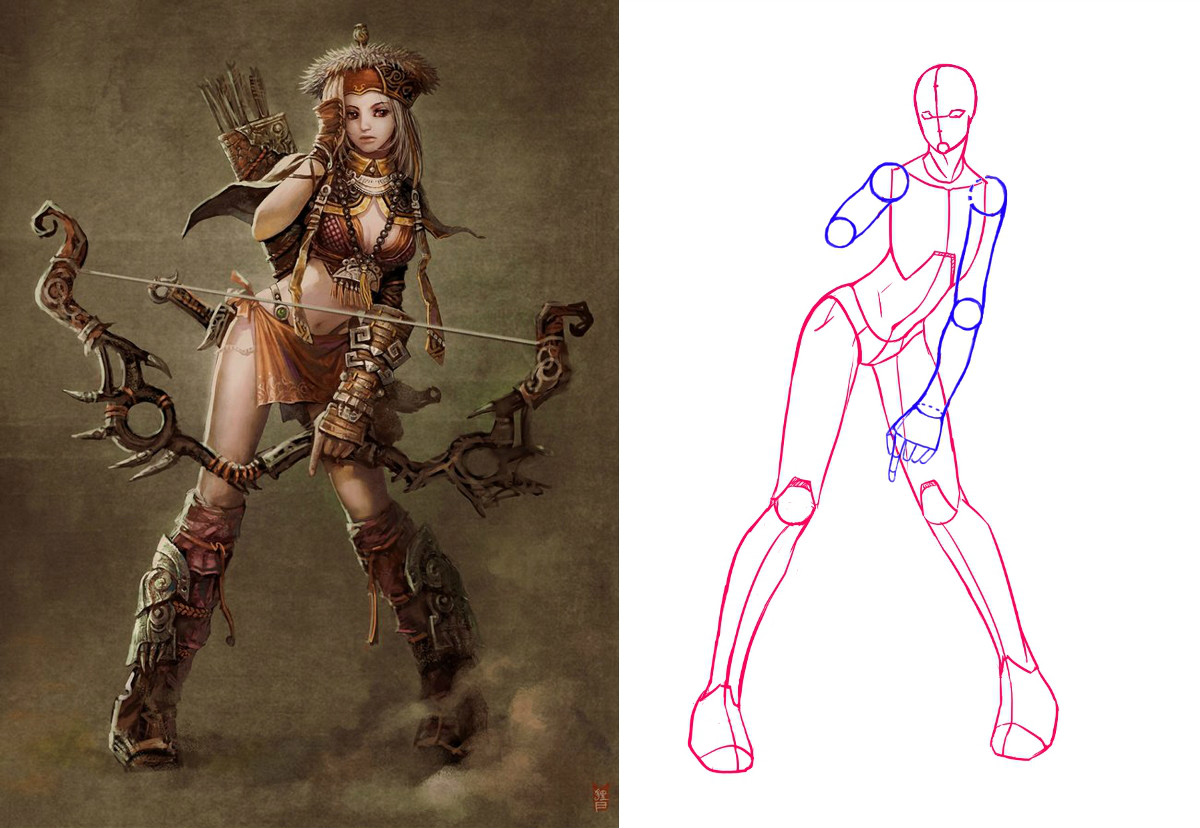 動漫人物圖片，動漫人體結(jié)構(gòu)骨骼提煉線稿