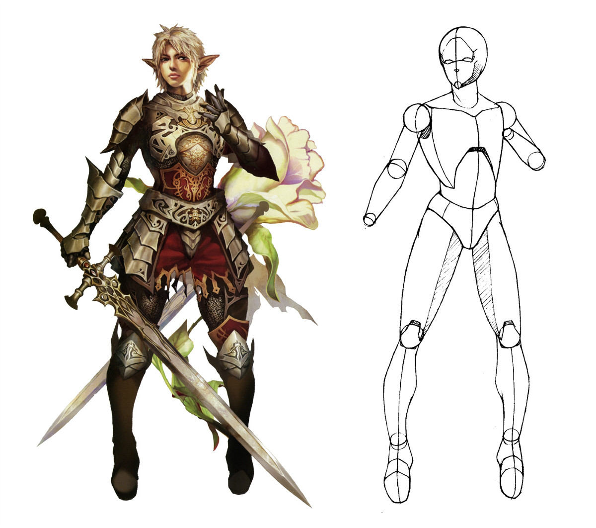 動漫人物圖片，動漫人體結(jié)構(gòu)骨骼提煉線稿