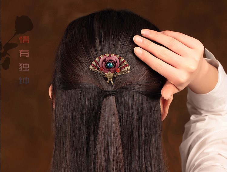 時尚生動扇形發(fā)簪，古典浪漫發(fā)釵頭飾