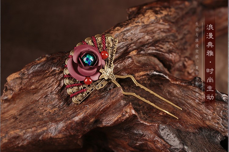 時尚生動扇形發(fā)簪，古典浪漫發(fā)釵頭飾