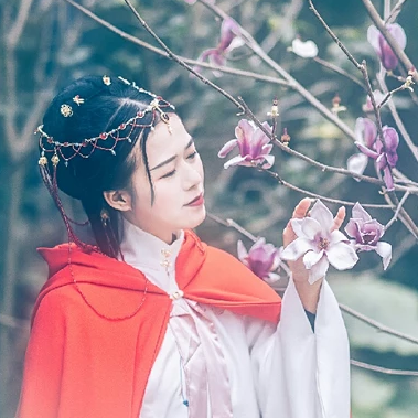 木蘭花開帶琴女生頭像，唯美古風(fēng)真人頭像